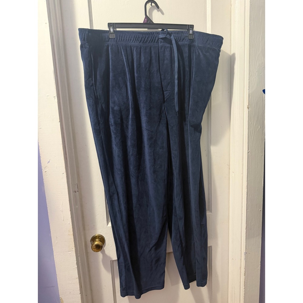 Izod Sleepwear Mens 3LT Navy Velour Lounge Pants Pajama Bottoms Tall Blue